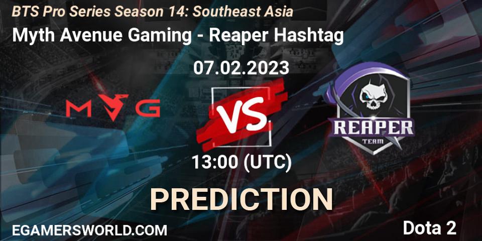 Pronóstico Myth Avenue Gaming - Reaper Hashtag. 07.02.23, Dota 2, BTS Pro Series Season 14: Southeast Asia