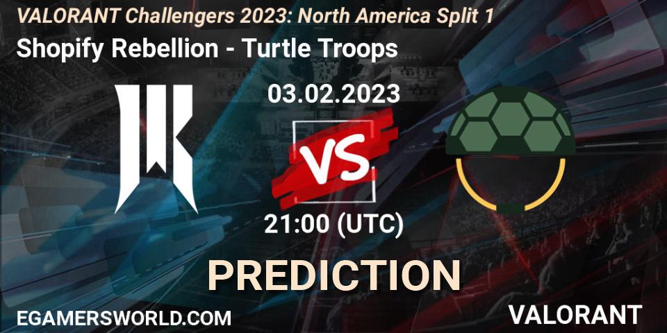Pronóstico Shopify Rebellion - Turtle Troop. 03.02.23, VALORANT, VALORANT Challengers 2023: North America Split 1