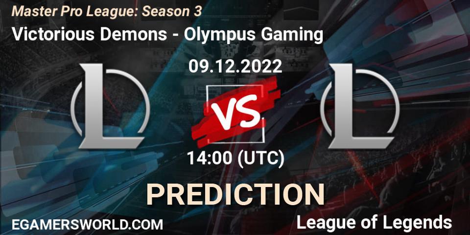 Pronóstico Victorious Demons - Olympus Gaming. 18.12.22, LoL, Master Pro League: Season 3