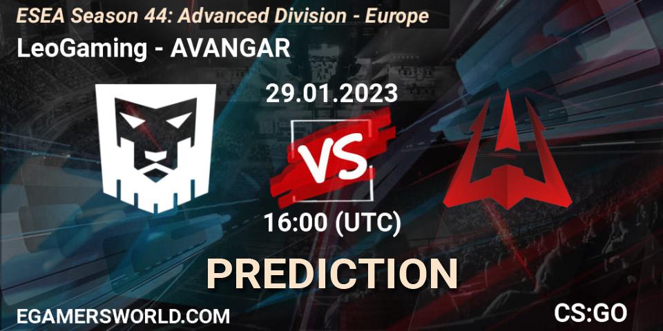 Pronóstico LeoGaming - AVANGAR. 29.01.23, CS2 (CS:GO), ESEA Season 44: Advanced Division - Europe