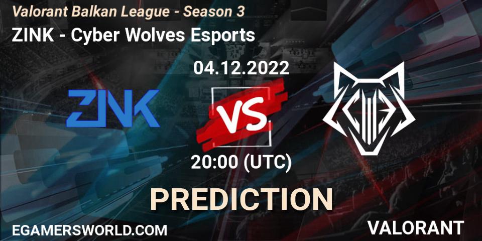 Pronóstico ZINK - Cyber Wolves Esports. 04.12.22, VALORANT, Valorant Balkan League - Season 3