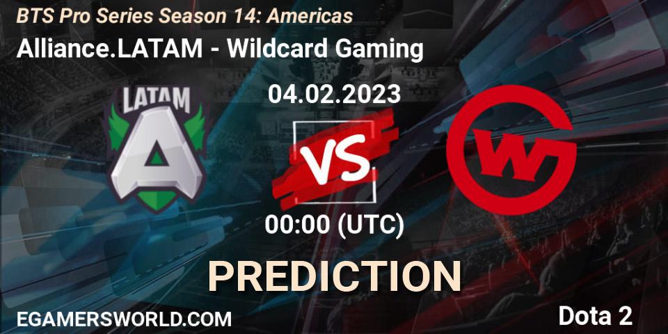 Pronóstico Alliance.LATAM - Wildcard Gaming. 04.02.23, Dota 2, BTS Pro Series Season 14: Americas