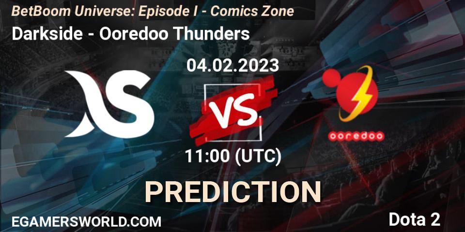 Pronóstico Darkside - Ooredoo Thunders. 04.02.23, Dota 2, BetBoom Universe: Episode I - Comics Zone