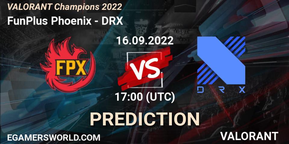 Pronóstico FunPlus Phoenix - DRX. 16.09.22, VALORANT, VALORANT Champions 2022