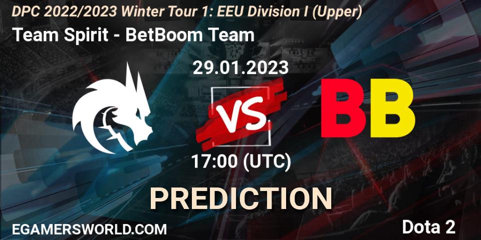 Pronóstico Team Spirit - BetBoom Team. 29.01.23, Dota 2, DPC 2022/2023 Winter Tour 1: EEU Division I (Upper)