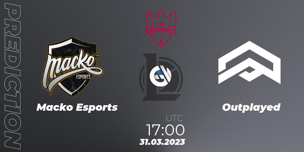 Pronóstico Macko Esports - Outplayed. 31.03.23, LoL, PG Nationals Spring 2023 - Playoffs