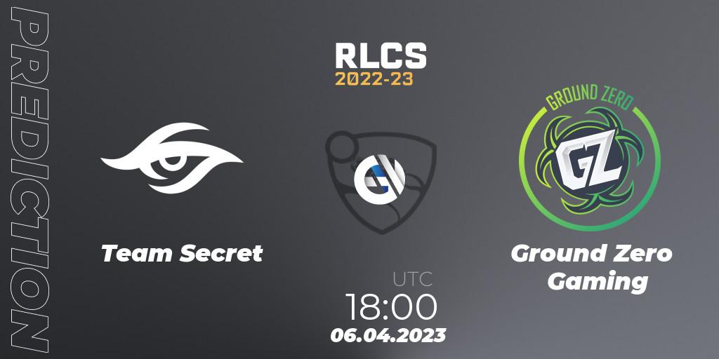 Pronóstico Team Secret - Ground Zero Gaming. 06.04.23, Rocket League, RLCS 2022-23 - Winter Split Major