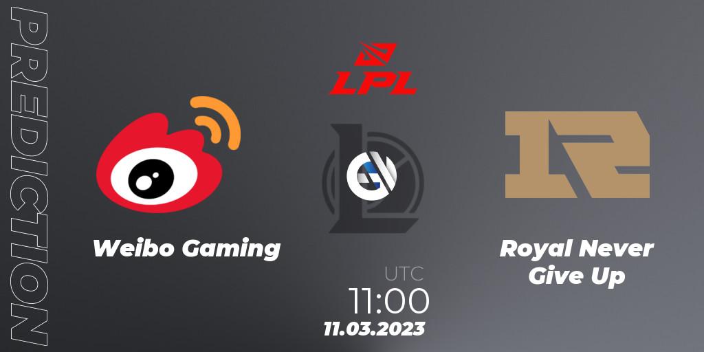 Pronóstico Weibo Gaming - Royal Never Give Up. 11.03.23, LoL, LPL Spring 2023 - Group Stage