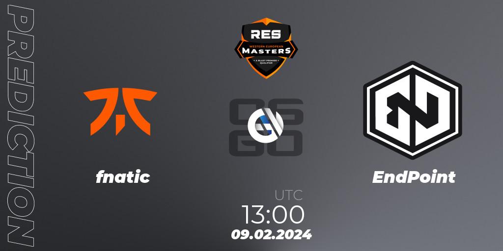 Pronóstico fnatic - EndPoint. 09.02.24, CS2 (CS:GO), RES Western European Masters: Spring 2024