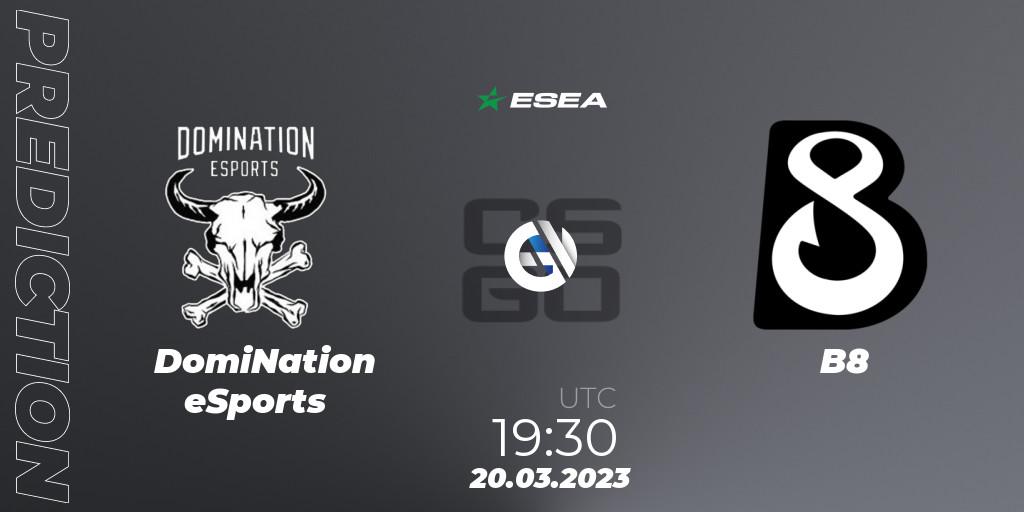 Pronóstico DomiNation eSports - B8. 20.03.23, CS2 (CS:GO), ESEA Season 44: Advanced Division - Europe