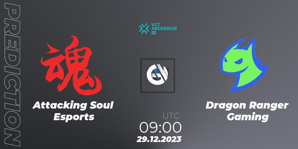 Pronóstico Attacking Soul Esports - Dragon Ranger Gaming. 29.12.23, VALORANT, VALORANT China Ascension 2023