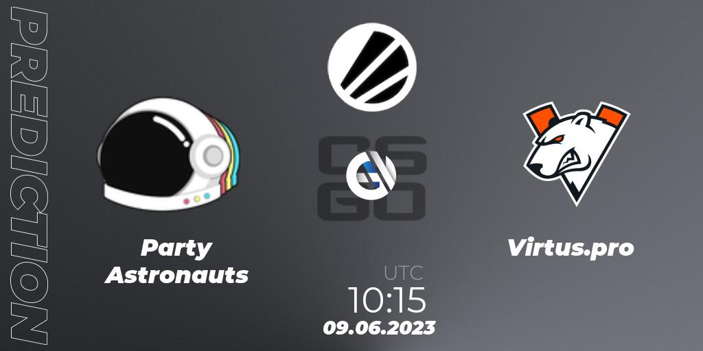 Pronóstico Party Astronauts - Virtus.pro. 09.06.23, CS2 (CS:GO), ESL Challenger Katowice 2023