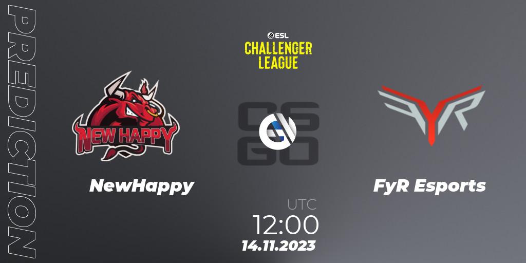 Pronóstico NewHappy - FyR Esports. 14.11.23, CS2 (CS:GO), ESL Challenger League Season 46: Asia-Pacific