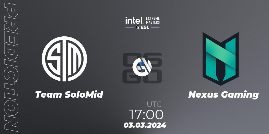 Pronóstico Team SoloMid - Nexus Gaming. 03.03.24, CS2 (CS:GO), Intel Extreme Masters Dallas 2024: European Open Qualifier #1