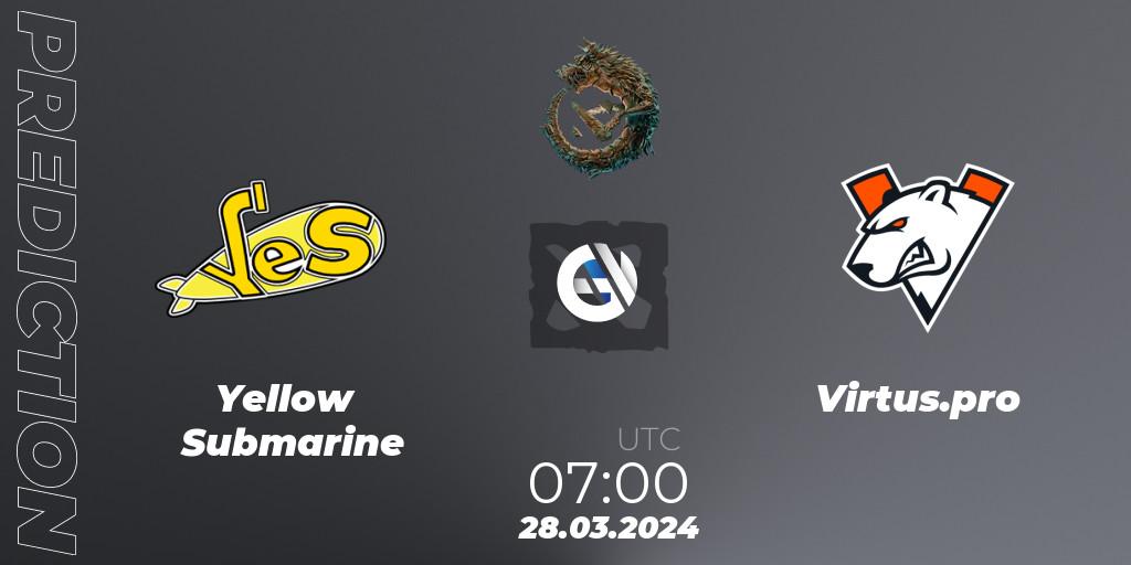 Pronóstico Yellow Submarine - Virtus.pro. 28.03.24, Dota 2, PGL Wallachia Season 1: Eastern Europe Closed Qualifier