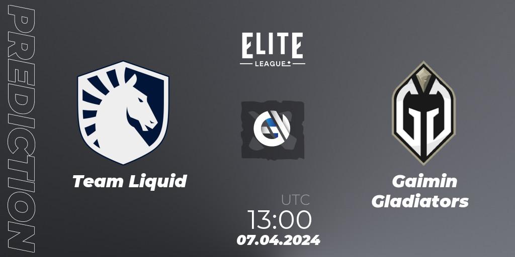 Pronóstico Team Liquid - Gaimin Gladiators. 07.04.24, Dota 2, Elite League: Round-Robin Stage