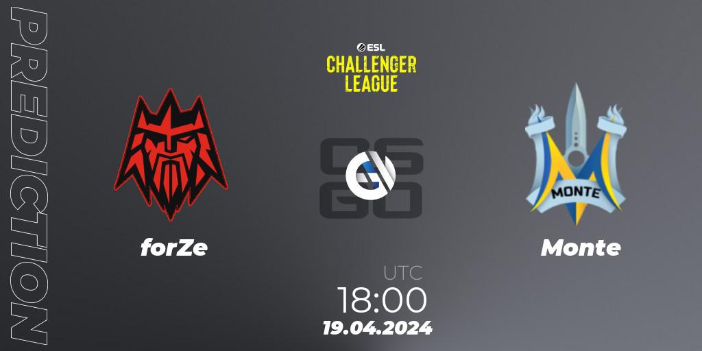 Pronóstico forZe - Monte. 19.04.24, CS2 (CS:GO), ESL Challenger League Season 47: Europe