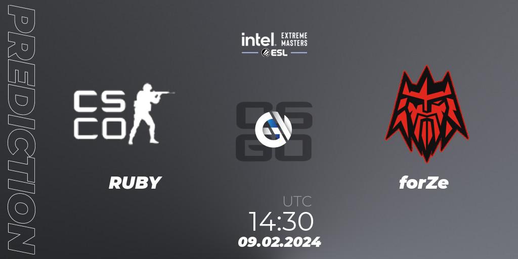 Pronóstico RUBY - forZe. 09.02.24, CS2 (CS:GO), Intel Extreme Masters China 2024: European Closed Qualifier