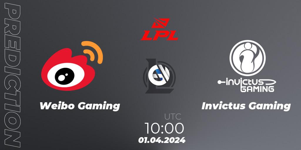 Pronóstico Weibo Gaming - Invictus Gaming. 01.04.24, LoL, LPL Spring 2024 - Playoffs