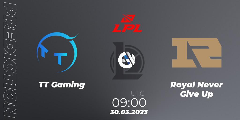Pronóstico TT Gaming - Royal Never Give Up. 30.03.23, LoL, LPL Spring 2023 - Playoffs