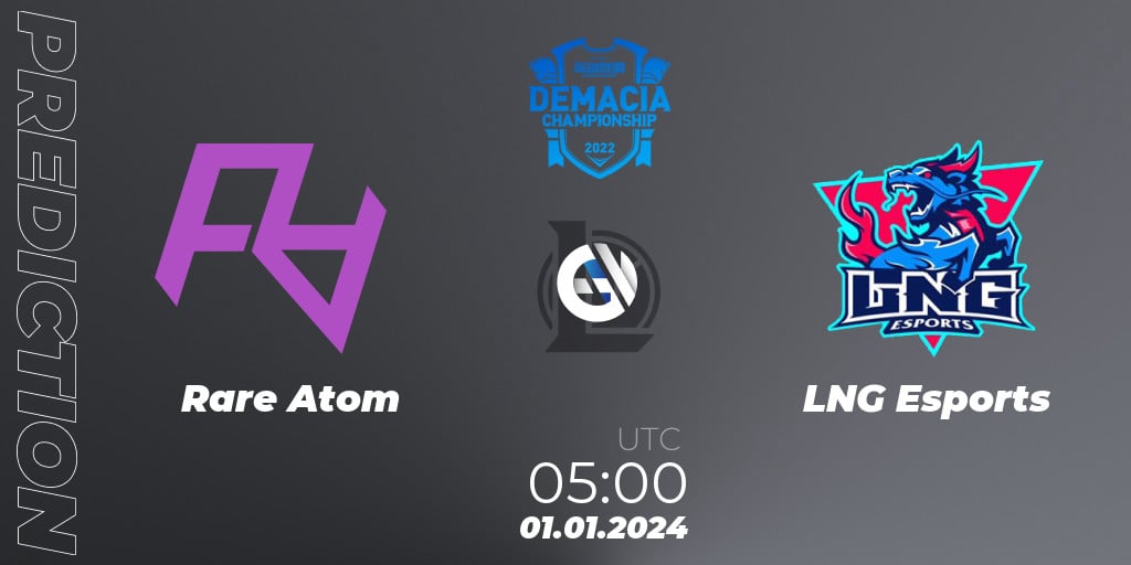 Pronóstico Rare Atom LNG Esports. 01.01.2024 at 0500, LoL, Demacia